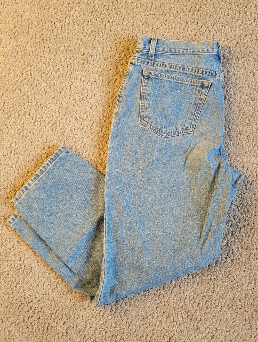 Lands' End Light Wash 100% Cotton Straight Leg Jeans Rigid Denim Womens 12 - Picture 2 of 14